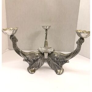 Arthur Court Signed Elephant Base / Pedestal – Cast Aluminum – Vintage